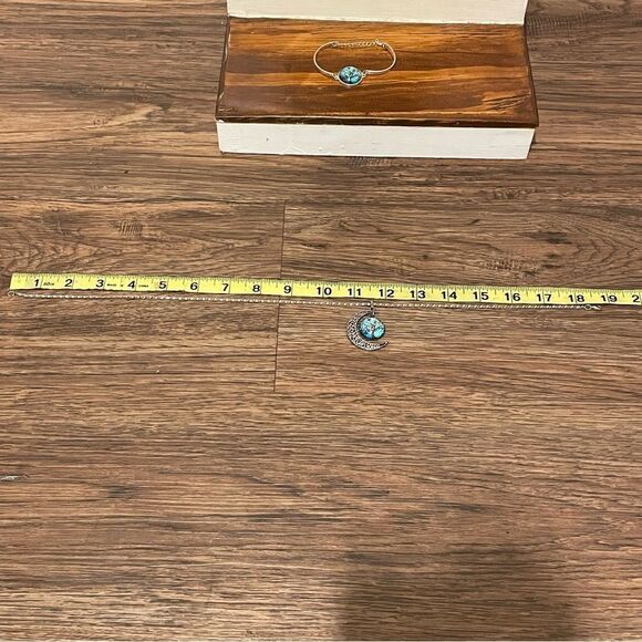 Liebe Engel Bracelet Earrings Necklace Pendant Life Tree Jewelry Set Silver Aqua - Picture 6 of 9